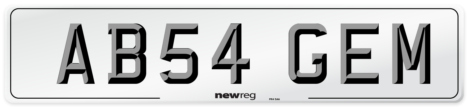 AB54 GEM Number Plate from New Reg